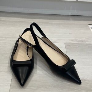 NWOT Marc Cain Black Leather Slingback Ballerina Flats  Size 39